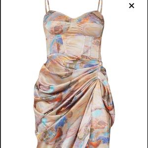 PrettyLittleThing Satin Ruched skirt corset midi dress